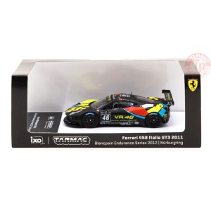 FERRARI 458 ITALIA GT3-BLANCPAIN ENDURANCE SERIES 2012 MONZA-V.ROSSI/A.SALUCCI/A.CECCATO-BLACK 1/64 T64-073-12BGT46M TARMAC W...