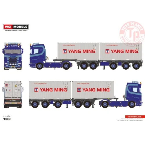 SCANIA S NORMAL CS20N 4X2 2CONNECT COMBI TRAILER - 2+3 AXLE + 2X 20FT CONTAINER VAN WONDEREN BEESD B.V. WSI 01-4235 WSI MODELS