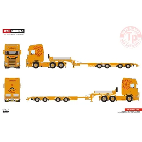 SCANIA S HIGHLINE CS20H 6X2 TWINSTEER BROSHUIS WHEEL WELL SEMI LOWLOADER - 4 AXLE - EINHAUS WSI 01-4117 WSI MODELS