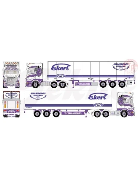Scania R-serie Streamline Topline met 3-assige gesloten oplegger Malmbergs TEKNO 84753 TEKNO