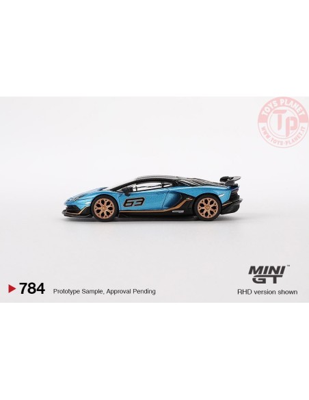 LAMBORGHINI AVENTADOR SVJ 63 BLU AEGIR 2023 1:64 MGT00784-L MINI GT