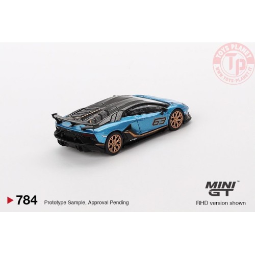 LAMBORGHINI AVENTADOR SVJ 63 BLU AEGIR 2023 1:64 MGT00784-L MINI GT