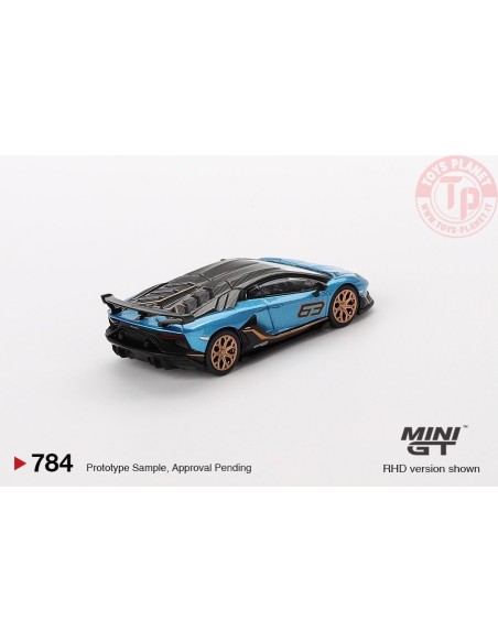LAMBORGHINI AVENTADOR SVJ 63 BLU AEGIR 2023 1:64 MGT00784-L MINI GT