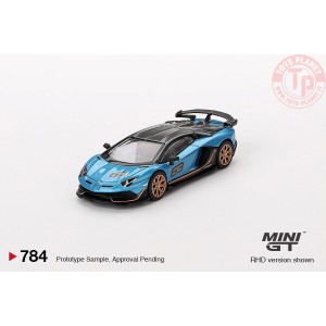 LAMBORGHINI AVENTADOR SVJ 63 BLU AEGIR 2023 1:64 MGT00784-L Mini Gt