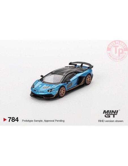 LAMBORGHINI AVENTADOR SVJ 63 BLU AEGIR 2023 1:64 MGT00784-L MINI GT