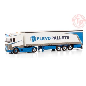 DAF XG 4X2 CURTAINSIDE TRAILER - 3 AXLE FLEVOPALLETS WSI 01-4147 WSI MODELS