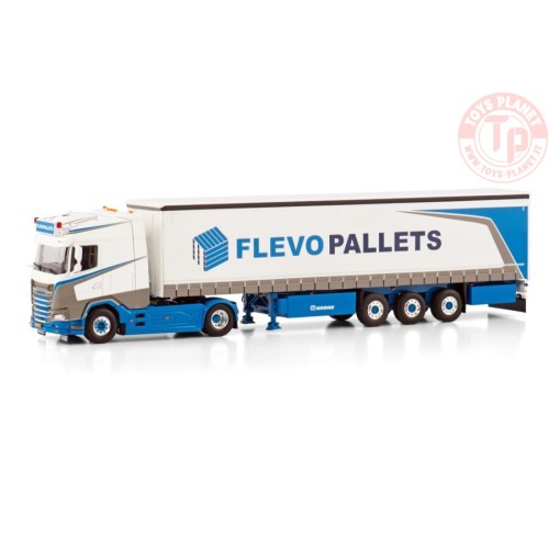 DAF XG 4X2 CURTAINSIDE TRAILER - 3 AXLE FLEVOPALLETS WSI 01-4147 WSI MODELS