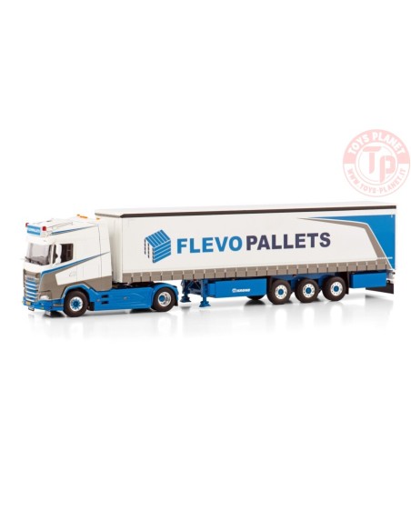DAF XG 4X2 CURTAINSIDE TRAILER - 3 AXLE FLEVOPALLETS WSI 01-4147 WSI MODELS