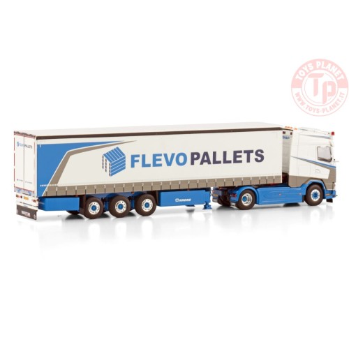 DAF XG 4X2 CURTAINSIDE TRAILER - 3 AXLE FLEVOPALLETS WSI 01-4147 WSI MODELS