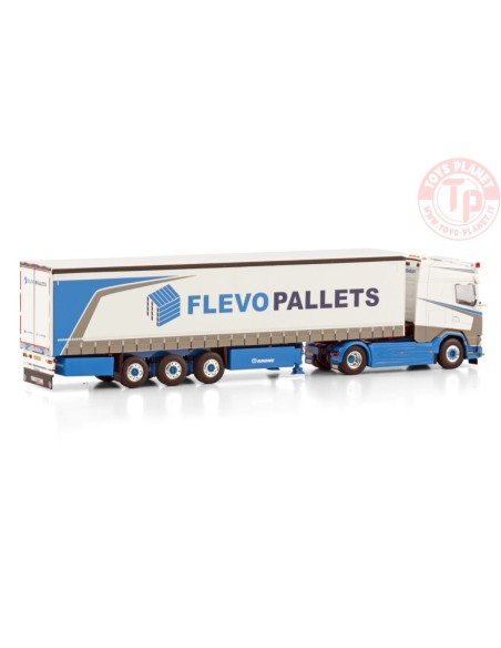 DAF XG 4X2 CURTAINSIDE TRAILER - 3 AXLE FLEVOPALLETS WSI 01-4147 WSI MODELS
