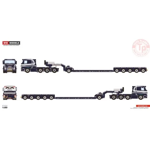 VOLVO FM4 SLEEPER CAB 8X4 LOW LOADER PENDEL X WITH 1 AXLE DOLLY - 5 AXLE KANDT B.V. WSI 01-4153 WSI MODELS