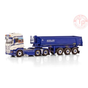 SCANIA STREAMLINE HIGHLINE 6X4 HALF PIPE TIPPER TRAILER - 3 AXLE MYDLAND WSI 01-4252 WSI MODELS