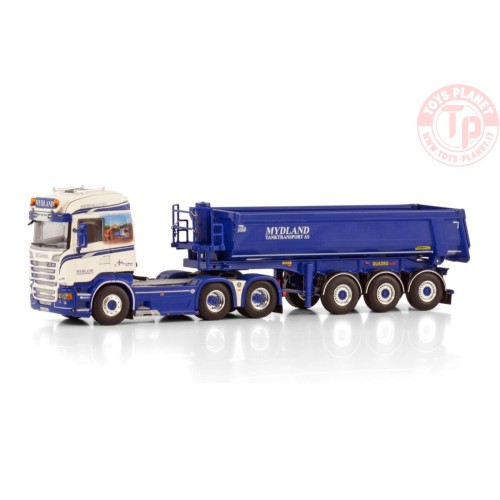 SCANIA STREAMLINE HIGHLINE 6X4 HALF PIPE TIPPER TRAILER - 3 AXLE MYDLAND WSI 01-4252 WSI MODELS
