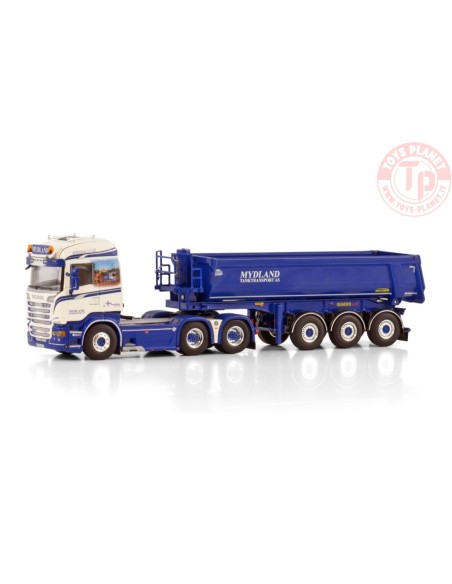 SCANIA STREAMLINE HIGHLINE 6X4 HALF PIPE TIPPER TRAILER - 3 AXLE MYDLAND WSI 01-4252 WSI MODELS