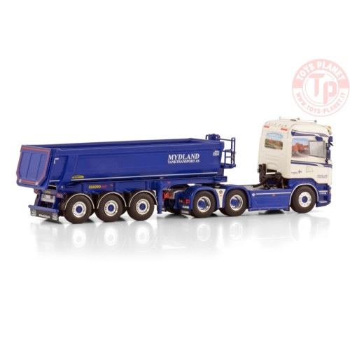 SCANIA STREAMLINE HIGHLINE 6X4 HALF PIPE TIPPER TRAILER - 3 AXLE MYDLAND WSI 01-4252 WSI MODELS