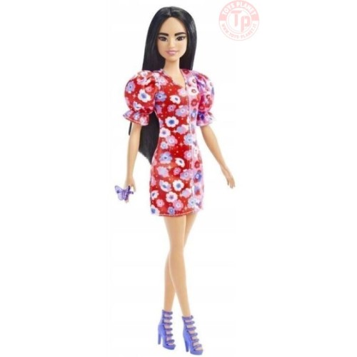 BARBIE FASHIONISTA-ABITO ROSSO A FIORI-3+ BARBIE HBV11 BAMBOLE