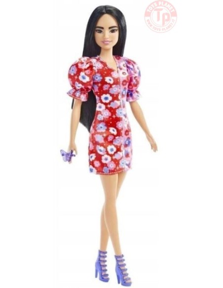 BARBIE FASHIONISTA-ABITO ROSSO A FIORI-3+ BARBIE HBV11 BAMBOLE