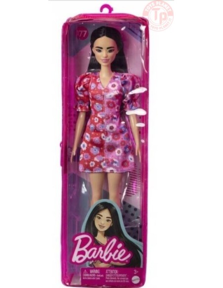 BARBIE FASHIONISTA-ABITO ROSSO A FIORI-3+ BARBIE HBV11 BAMBOLE