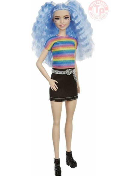 BARBIE FASHIONISTA-MAGLIA ARCOBALENO E GONNA NERA-3+ BARBIE GRB61 BAMBOLE