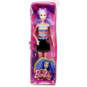 BARBIE FASHIONISTA-MAGLIA ARCOBALENO E GONNA NERA-3+ BARBIE GRB61 BAMBOLE