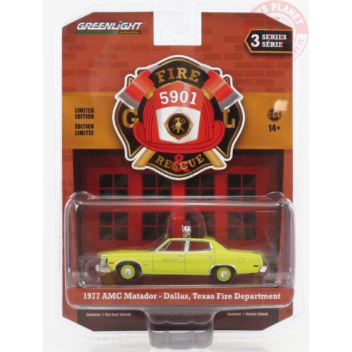1977 AMC MATADOR-DALLAS TEXAS FIRE DEPARTMENT 1/64 GREENLIGHT 67030-B GREENLIGHT