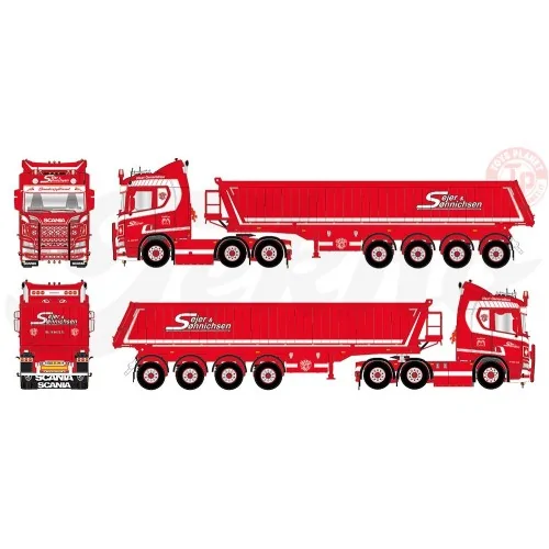 Scania Next Gen R-serie 6x4 met 4-assige Deense kipper Sejer & Sonnichsen TEKNO 83555 TEKNO