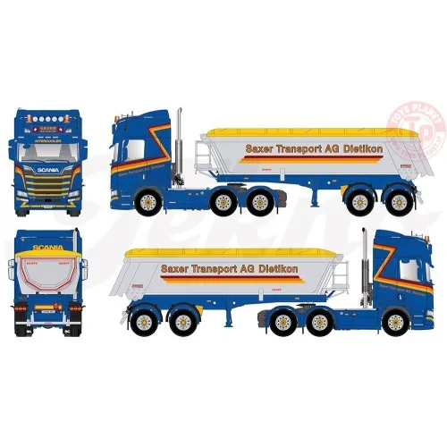 Scania Next Gen R770 6x4 met 3-assige Meiler kipper Saxer TEKNO 85517 TEKNO