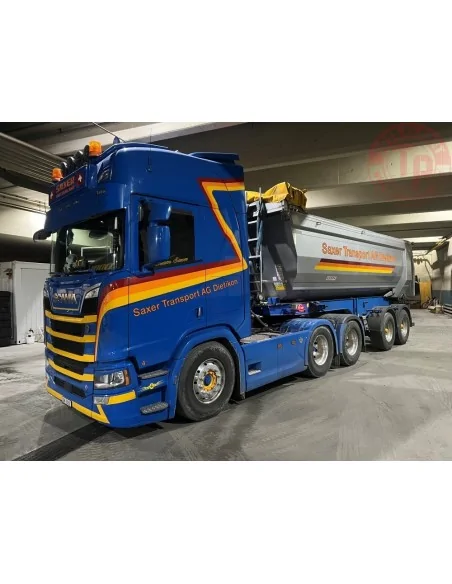 Scania Next Gen R770 6x4 met 3-assige Meiler kipper Saxer TEKNO 85517 TEKNO