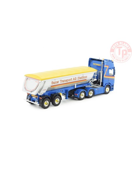 Scania Next Gen R770 6x4 met 3-assige Meiler kipper Saxer TEKNO 85517 TEKNO