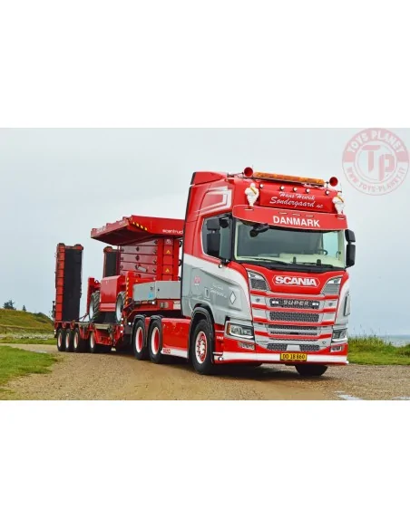 SCANIA R HIGH ROOF 6X4 WITH NOOTEBOOM MCOS 4 AXLE SEMI LOW LOADER WITH RAMPS HANS HENRIK SØNDERGAARD IMC MODELS 32-0215 IMC M...