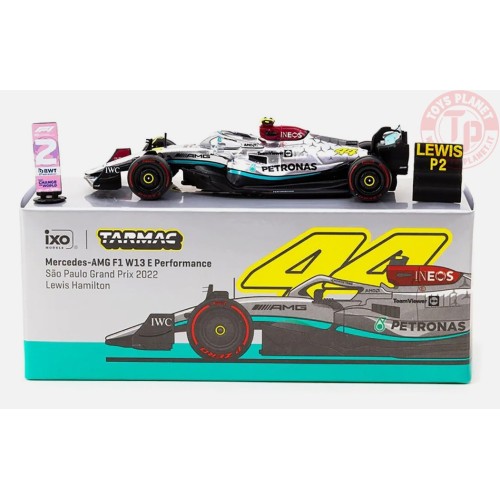 MERCEDES-AMG F1 W13 E PERFORMANCE-SAO PAULO GRAND PRIX 2022-LEWIS HAMILTON-SILVER 1/64 T64G-F044-LH1 TARMAC WORKS