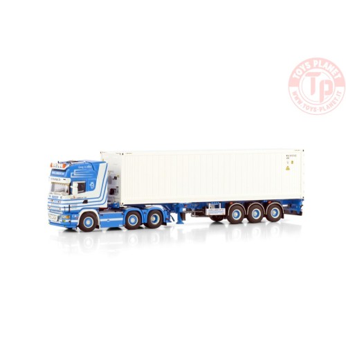 SCANIA R4 TOPLINE 6X2 TWINSTEER CONTAINER TRAILER - 3 AXLE WITH 40FT REEFER CONTAINER HANS LUBRECHT BV WSI 01-4142 WSI MODELS