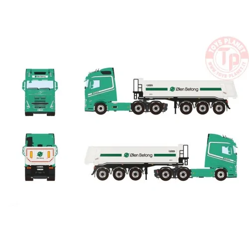 VOLVO FH5 GLOBETROTTER 6X2 TAG AXLE HALF PIPE TIPPER TRAILER - 3 AXLE ØLEN BETONG WSI 01-4269 WSI MODELS