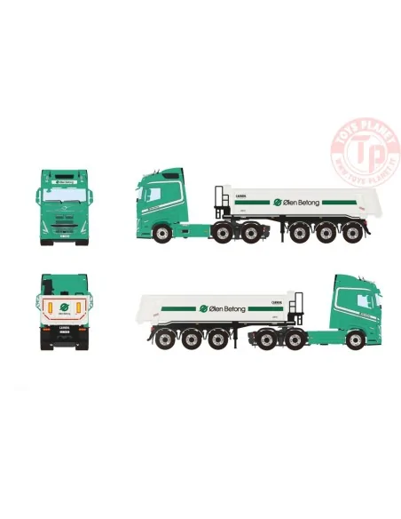 VOLVO FH5 GLOBETROTTER 6X2 TAG AXLE HALF PIPE TIPPER TRAILER - 3 AXLE ØLEN BETONG WSI 01-4269 WSI MODELS