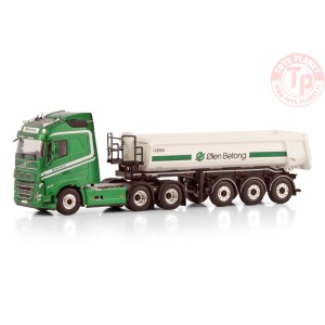 VOLVO FH5 GLOBETROTTER 6X2 TAG AXLE HALF PIPE TIPPER TRAILER - 3 AXLE ØLEN BETONG WSI 01-4269 WSI MODELS