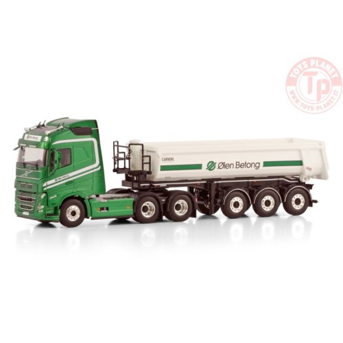 VOLVO FH5 GLOBETROTTER 6X2 TAG AXLE HALF PIPE TIPPER TRAILER - 3 AXLE ØLEN BETONG WSI 01-4269 WSI MODELS