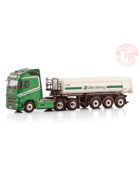 VOLVO FH5 GLOBETROTTER 6X2 TAG AXLE HALF PIPE TIPPER TRAILER - 3 AXLE ØLEN BETONG WSI 01-4269 WSI MODELS