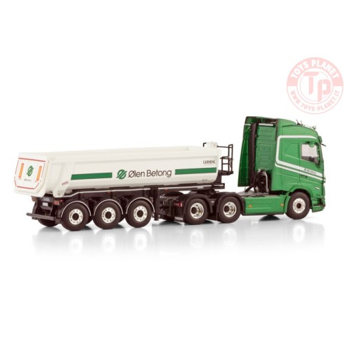 VOLVO FH5 GLOBETROTTER 6X2 TAG AXLE HALF PIPE TIPPER TRAILER - 3 AXLE ØLEN BETONG WSI 01-4269 WSI MODELS