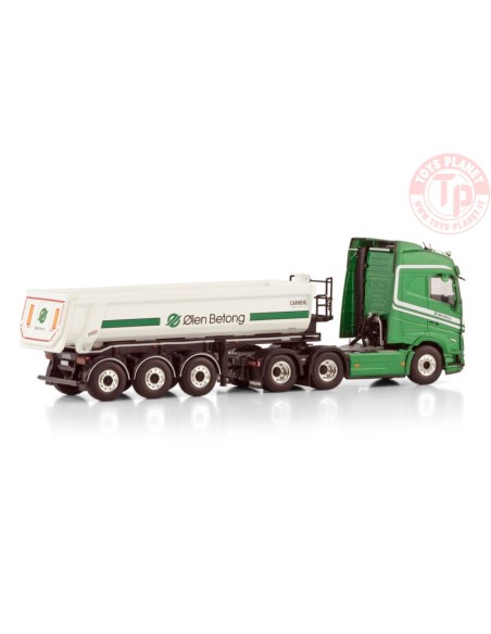 VOLVO FH5 GLOBETROTTER 6X2 TAG AXLE HALF PIPE TIPPER TRAILER - 3 AXLE ØLEN BETONG WSI 01-4269 WSI MODELS