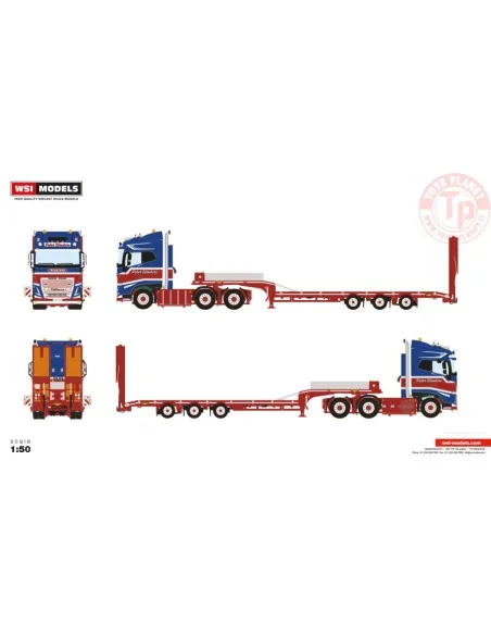 VOLVO FH5 GLOBETROTTER 6X2 TAG AXLE SEMI LOWLOADER WITH RAMPS - 3 AXLE PWT WSI 01-4123 WSI MODELS VOLVO FH5 GLOBETROTTER 6X2 TAG AXLE SEMI LOWLOADER WITH RAMPS - 3 AXLE PWT WSI 01-4123 WSI MODELS