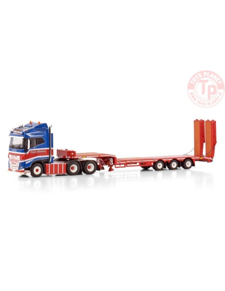 VOLVO FH5 GLOBETROTTER 6X2 TAG AXLE SEMI LOWLOADER WITH RAMPS - 3 AXLE PWT WSI 01-4123 WSI MODELS