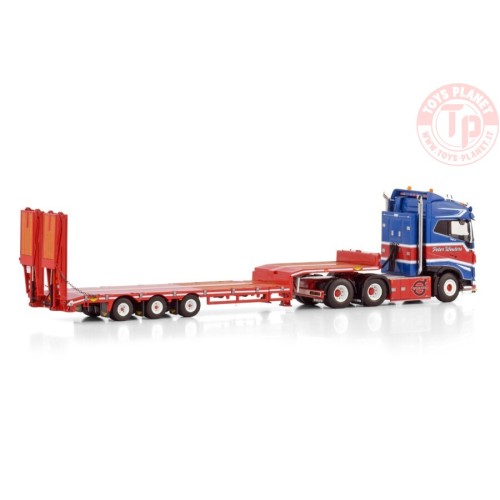 VOLVO FH5 GLOBETROTTER 6X2 TAG AXLE SEMI LOWLOADER WITH RAMPS - 3 AXLE PWT WSI 01-4123 WSI MODELS