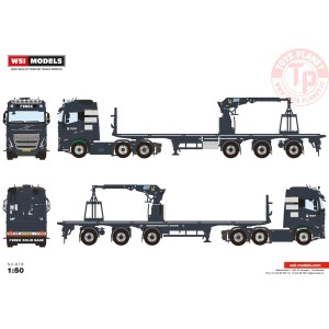 VOLVO FH5 GLOBETROTTER 6X2 TWIN STEER BRICK TRAILER - 3 AXLE FEREX SOLID BASE WSI 01-4480 WSI MODELS
