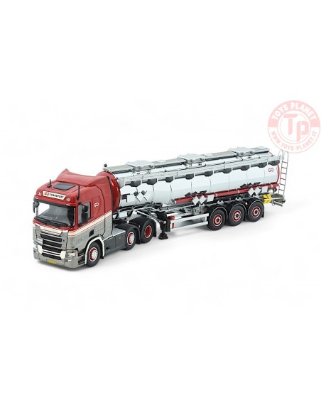 Scania Next Gen R500 met 3-assige verchroomde tankoplegger Gert Jakobsen TEKNO 85880 TEKNO