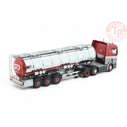 Scania Next Gen R500 met 3-assige verchroomde tankoplegger Gert Jakobsen TEKNO 85880 TEKNO