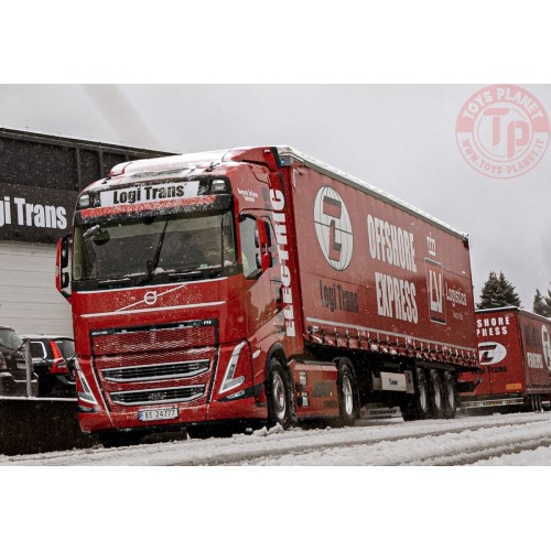 VOLVO FH5 GLOBETROTTER ELECTRIC 4X2 CURTAINSIDE TRAILER - 3 AXLE LOGI TRANS WSI 01-4577 WSI MODELS