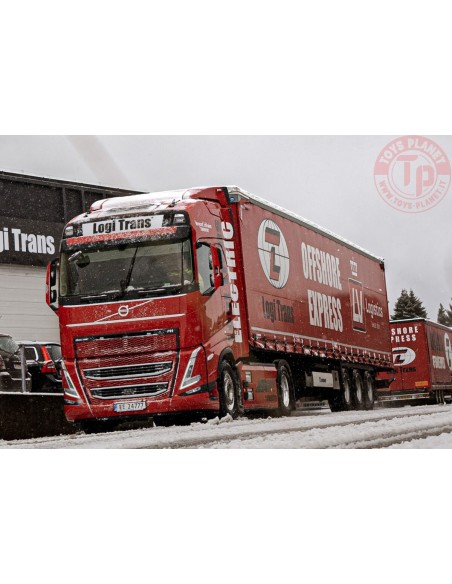 VOLVO FH5 GLOBETROTTER ELECTRIC 4X2 CURTAINSIDE TRAILER - 3 AXLE LOGI TRANS WSI 01-4577 WSI MODELS