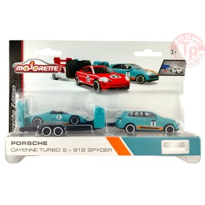 PORSCHE CAYENNE TURBO S + 918 SPYDER-AZZURRO 1/64 MAJORETTE 024918 MAJORETTE