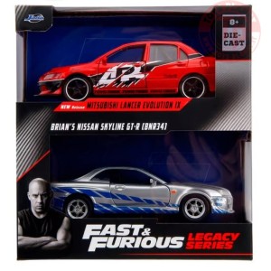 MITSUBISHI LANCER EVOLUTION IX-BRIAN'S NISSAN SKYLINE GT-R (BNR34)-1/32 FAST 34256 FAST & FURIOS