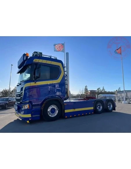 SCANIA R NORMAL CR20N 6X2 TAG AXLE SEMI WHEEL WELL LOW LOADER - 4 AXLE JB BILBÄRGNING WSI 01-4282 WSI MODELS
